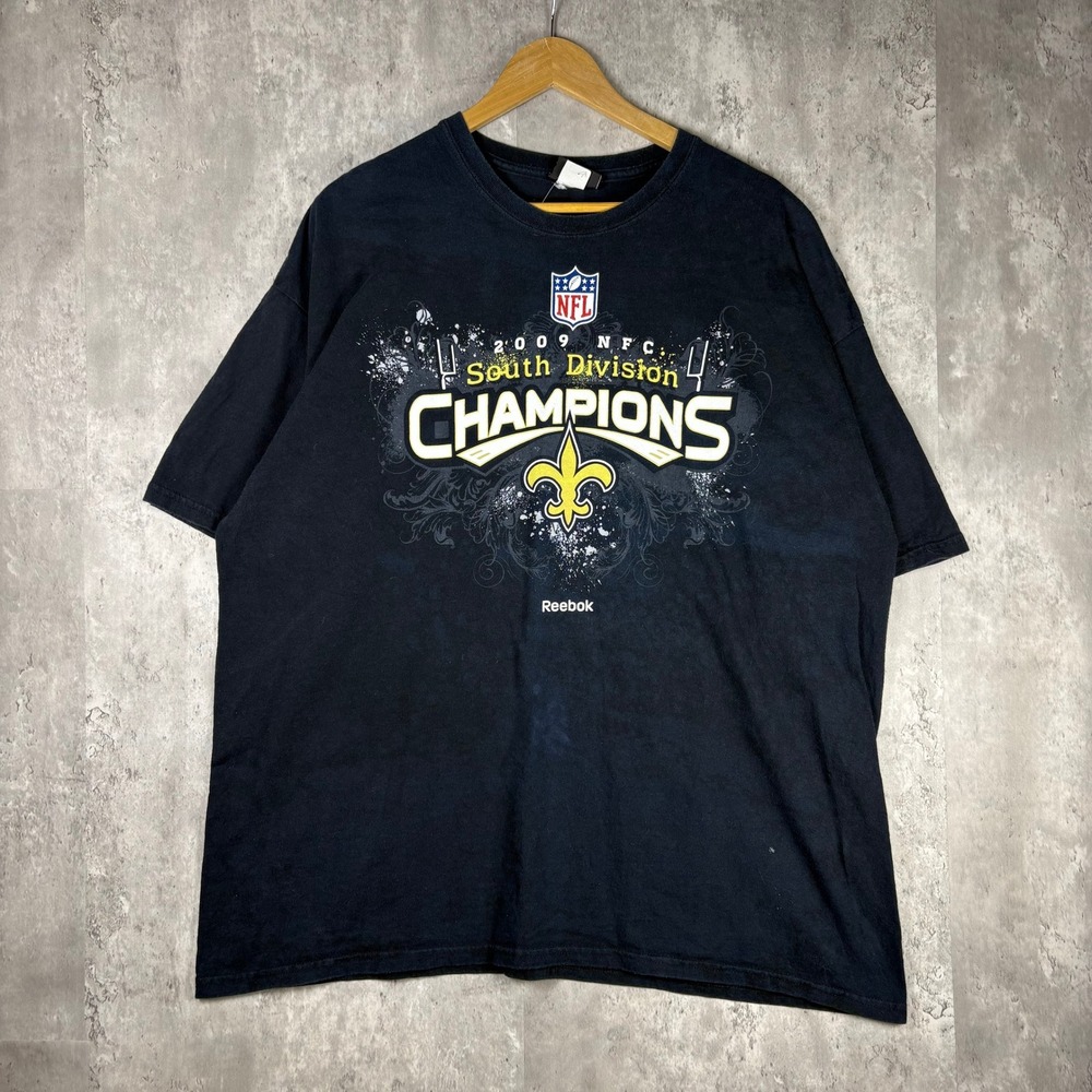 Reebok New Orleans Saints 2009 NFC South Champions T-Shirt Mens Black XL Vintage